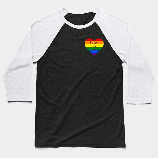 Love is Love rainbow heart with black background Baseball T-Shirt by sunnytvart